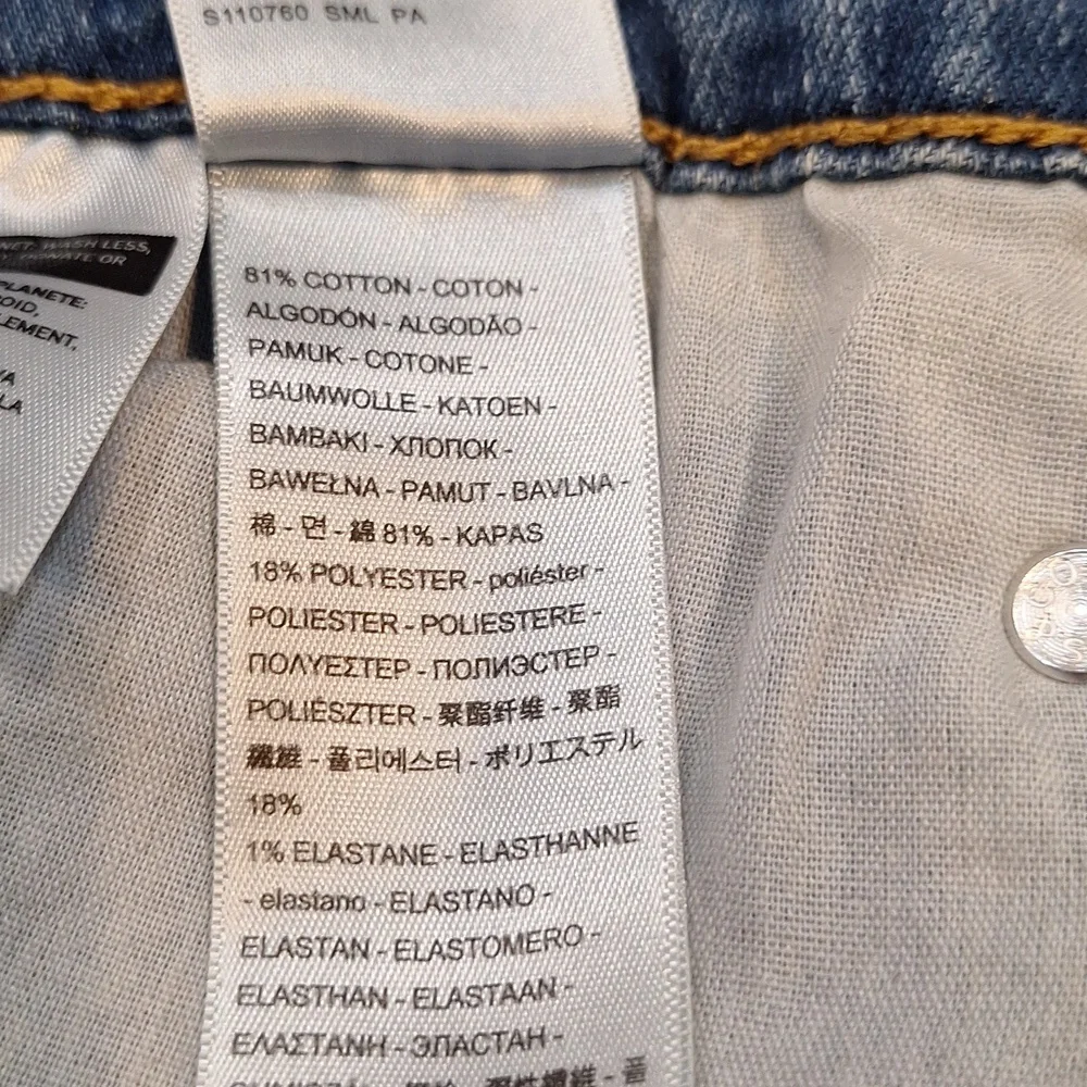 Levis 725 Medium Wash High Rise Bootcut Flare Sz 33 XL Stretch Distressing‎